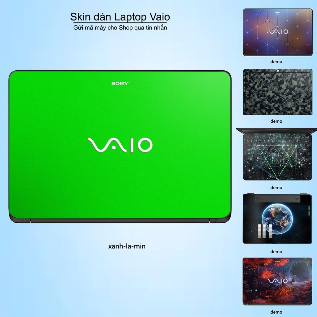 Skin dán Laptop Sony Vaio màu xanh lá mịn (inbox mã máy cho Shop)