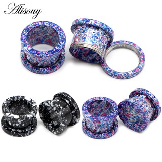 Alisouy 2 Chiếc 2-16 Mm Thép Không Gỉ Sơn Ròng Rỗng Tai Hầm Cắm Mở Rộng Cáng Đồng Hồ Đo Tai Cơ Thể Xuyên Trang Sức