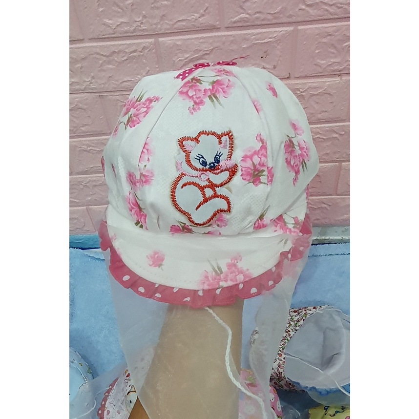 Mũ kèm khăn voan bé gái sơ sinh mẫu công chúa