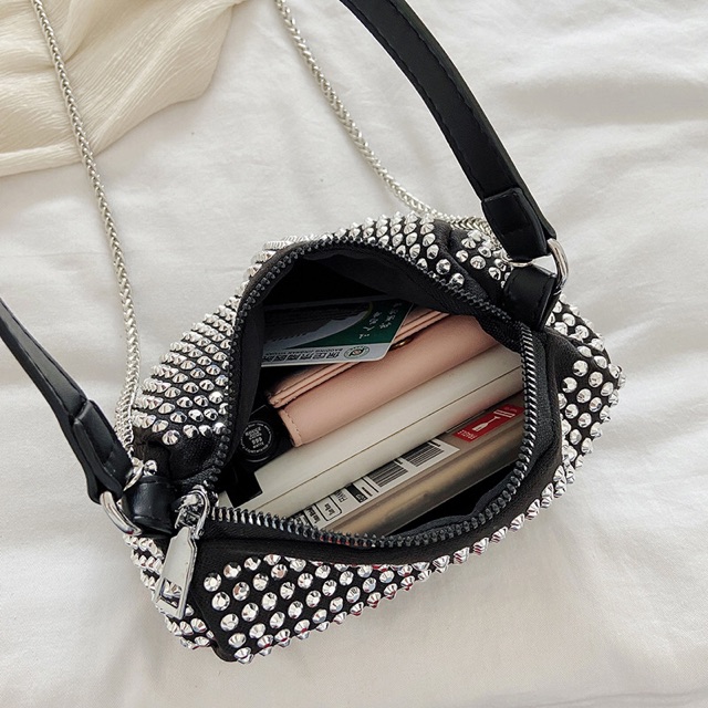 Túi kẹp nách, túi đi tiệc đính đá không phải dán sáng lấp lánh sang chảnh hình trống S009