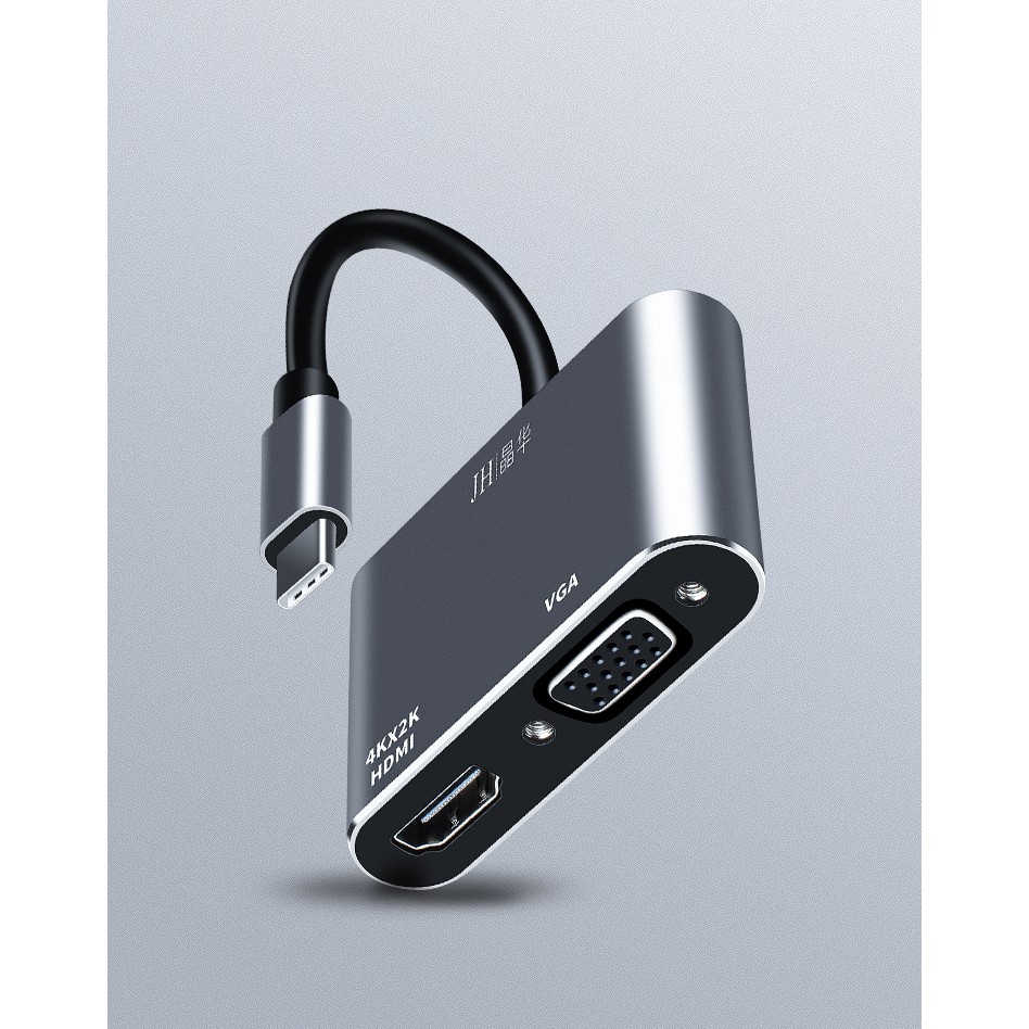 Hub Usb Type-c ra HDMI và VGA cho Macbook, Dell XPS, HP - Jinghua Z321