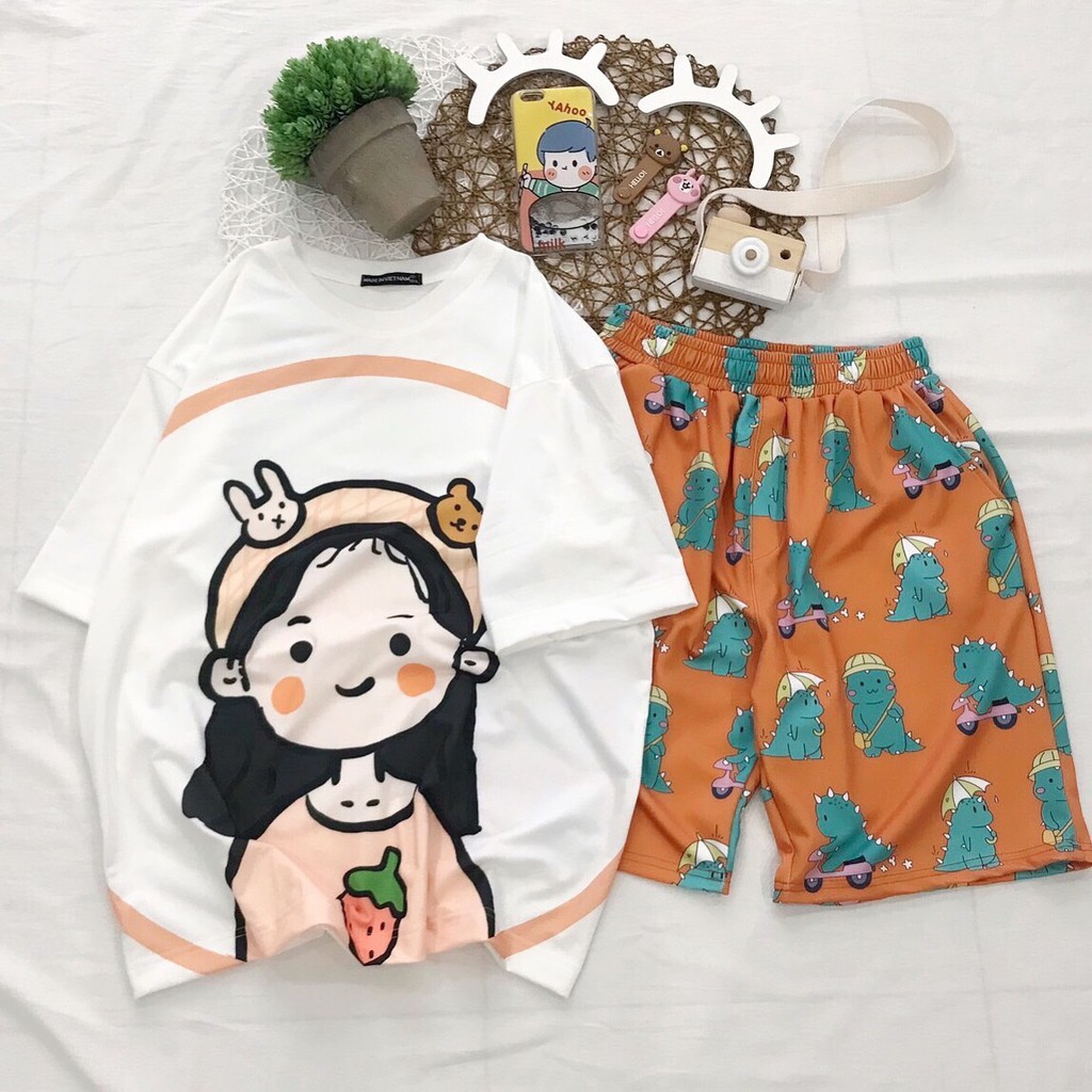 Set đồ bộ hoạt hình ❤️ Bộ mặc nhà Cartoon GIRL DÂU form rộng Freesize Molly Fashion