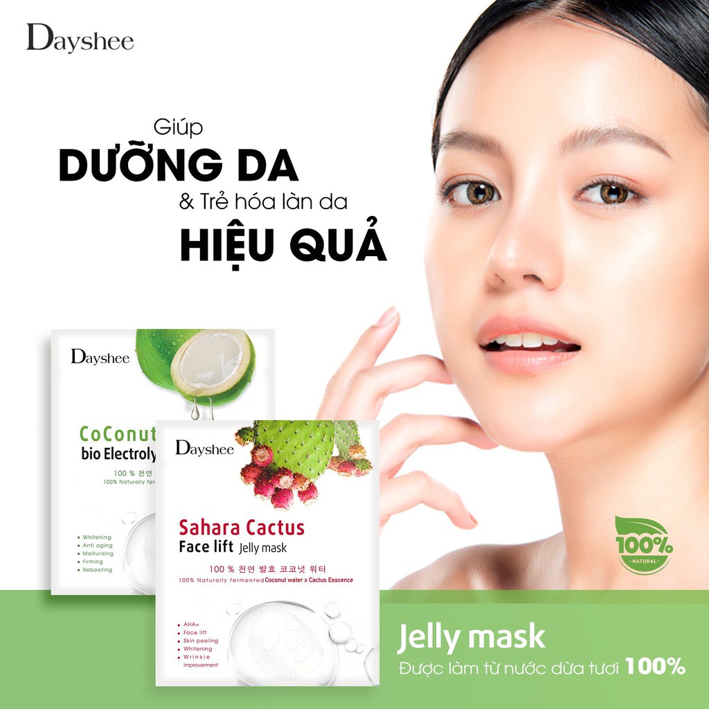 Mặt nạ Dayshee Jelly Mask - Mặt nạ thạch dừa DayShee Coconut Bio Electrolytes dưỡng ẩm, nâng cơ tức thì