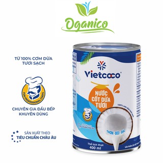 Nước Cốt Dừa tươi Vietcoco Coconut Cream đóng hộp lon 400ml kho thịt