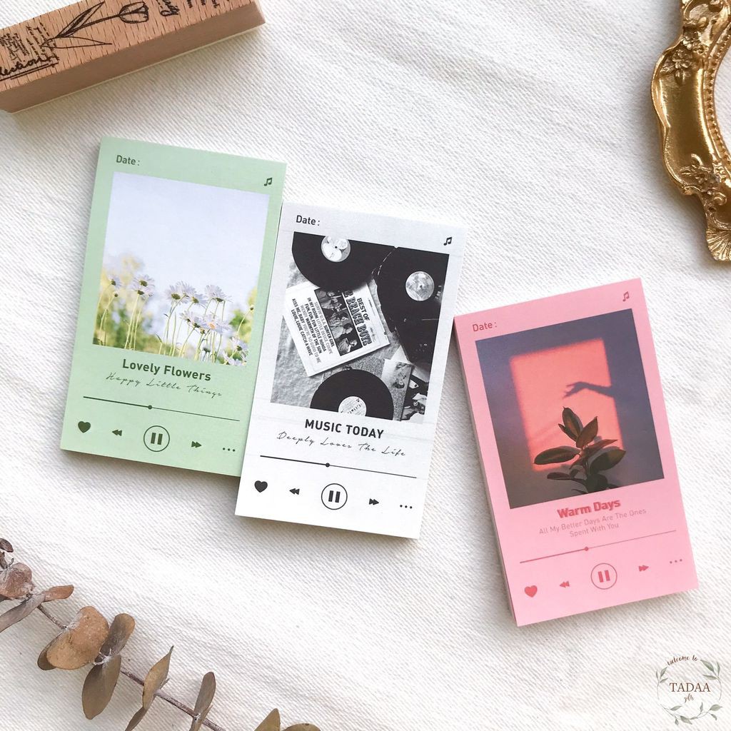 Set 50 giấy hoa lá vintage, music, bầu trời nhiều màu sắc trang trí sổ bullet journal