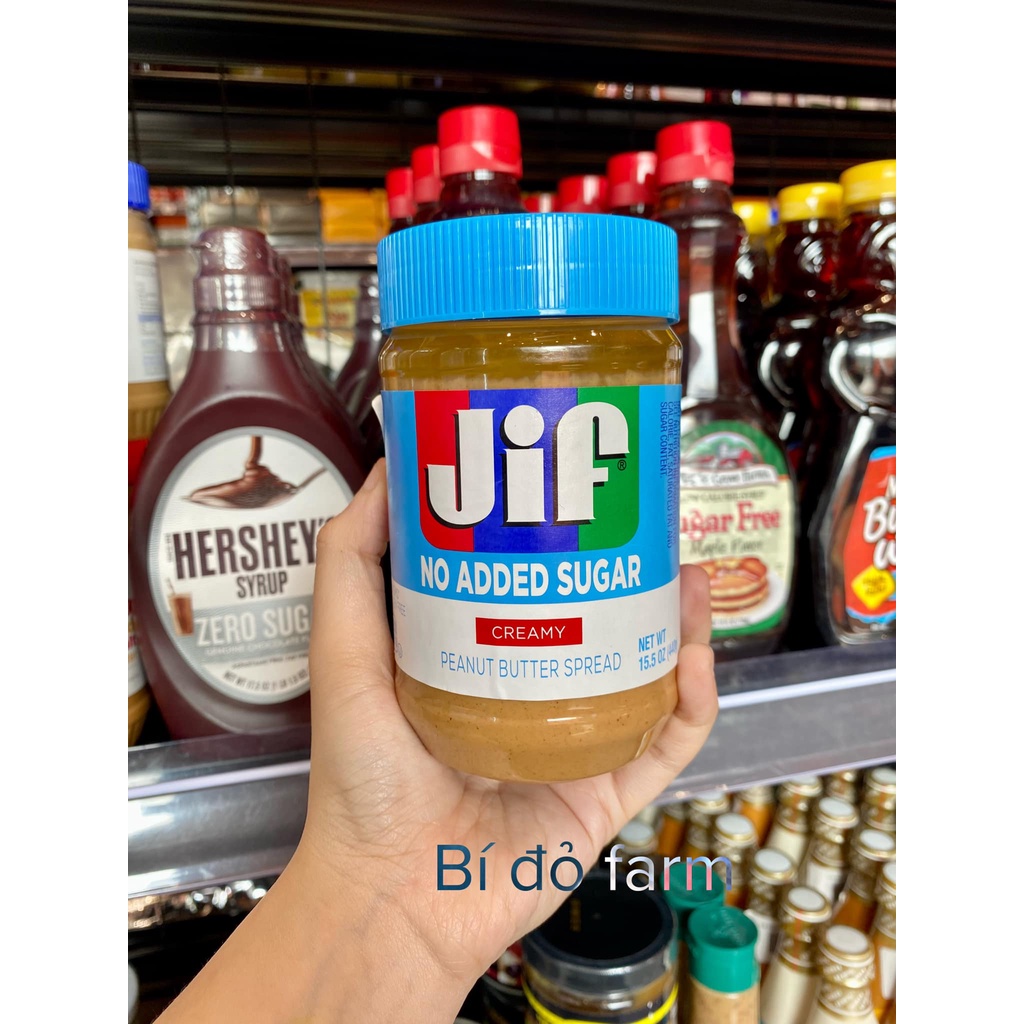 BƠ ĐẬU PHỘNG KHÔNG ĐƯỜNG JIF NO ADDED SUGAR 440G CHÍNH HÃNG - 11395