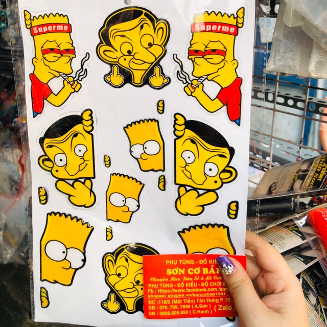 Tem nổi đổ keo simpson và ông Bean lúp ló siêu ngộ nghĩnh dán đủ thứ
