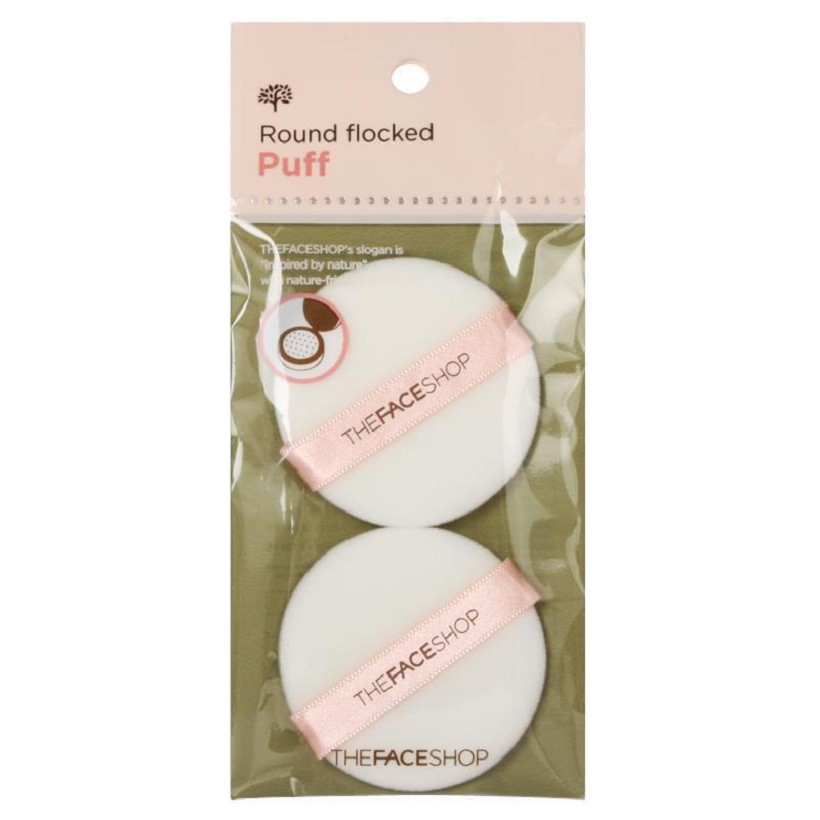 [Có Mã Giảm Giá, Hàng Chuẩn Auth] Set 02 Bông Phấn The Face Shop Round Flocked Puff