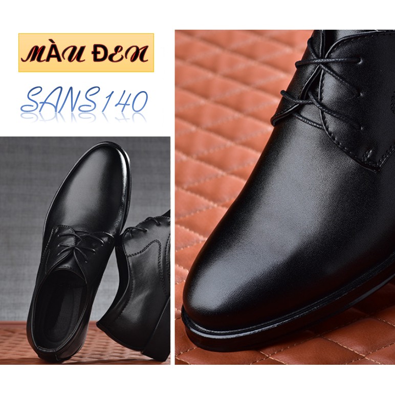 Giày da nam cao cấp đen Sans140 giầy tây công sở buộc dây derby mũi tròn big size to bigsize cỡ lớn 44 45 46 47 48 | BigBuy360 - bigbuy360.vn
