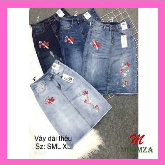 Chân Váy Jean Dáng Dài , Thêu Hoa LOT STORE MKZJ01 - MIKIMZA | BigBuy360 - bigbuy360.vn