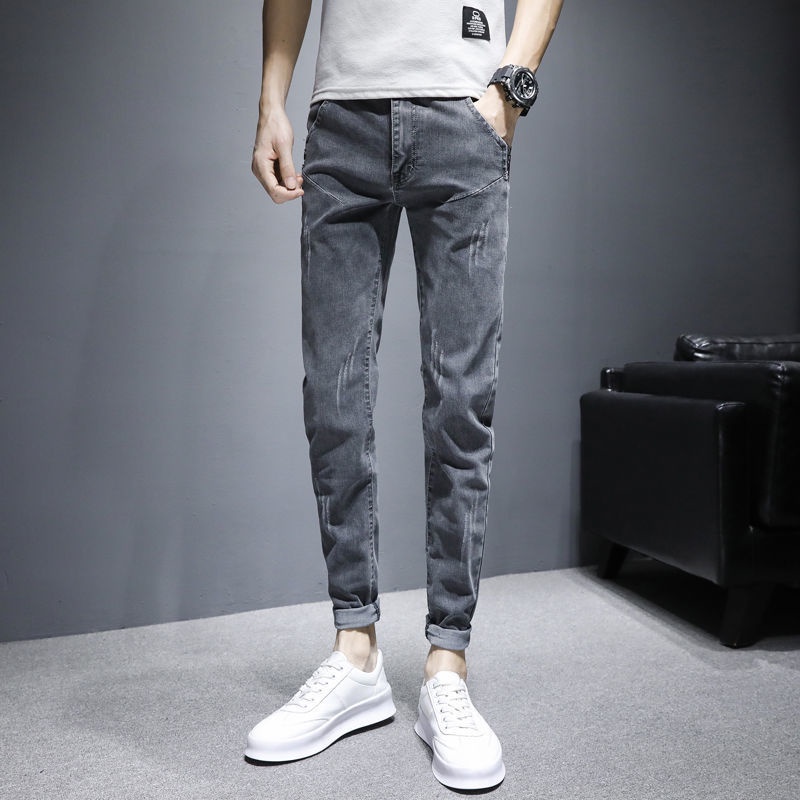 Quần jean mỏng dáng ôm kiểu retro Hàn Quốc cá tính cho nam