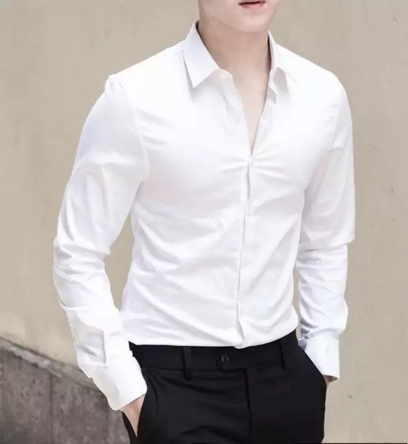 (FREESHIP) Áo sơ mi nam dài tay dáng ôm sơ cổ bẻ vải lụa thái chống nhăn chống xù