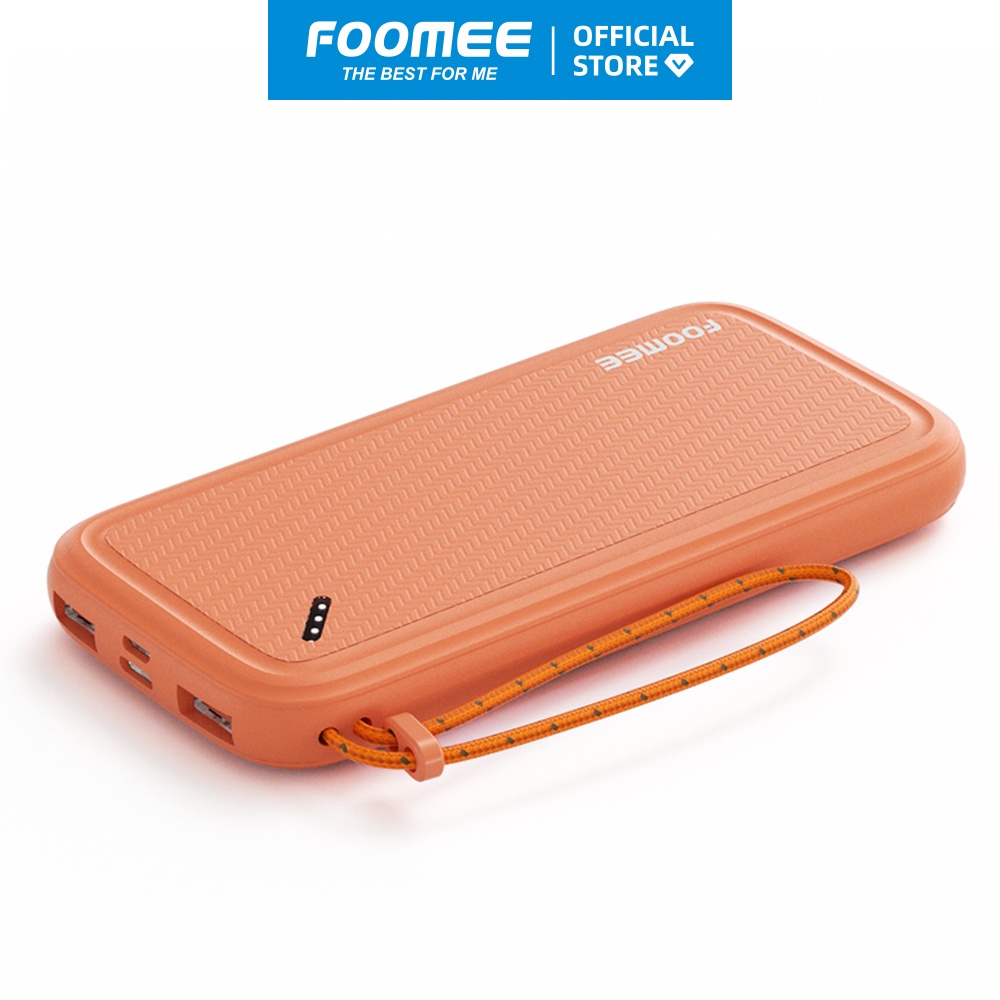 Pin sạc dự phòng 10000mAh FOOMEE AU10 - Đen/Trắng/Cam - Chất Liệu Chống Cháy Sạc 2 Thiết Bị Cùng Lúc - Hàng chính hãng