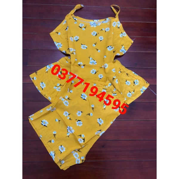 Đồ bộ 2 dây ngắn mặc ngủ vải châu tôn tole/lanh họa tiết tươi mát, thấm hút mồ hôi