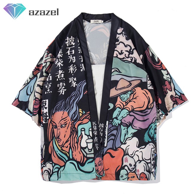 🌈Available🌈Áo Kimono ngắn tay dáng rộng phong cách cổ trang cho nam nữ | BigBuy360 - bigbuy360.vn