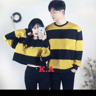 Áo đôi kẻ to vàng