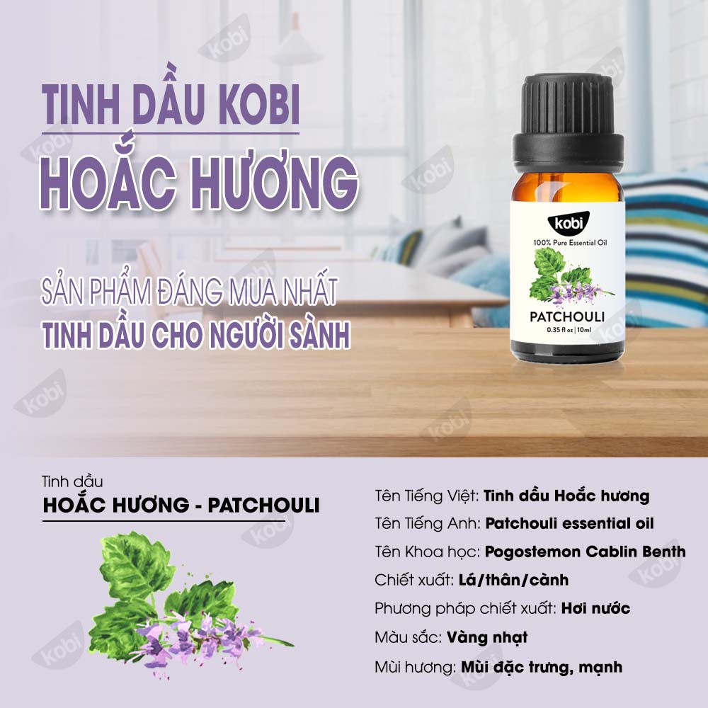 Tinh dầu Hoắc Hương Kobi Patchouli essential oil giúp thư giãn, giảm stress hiệu quả - 5ml