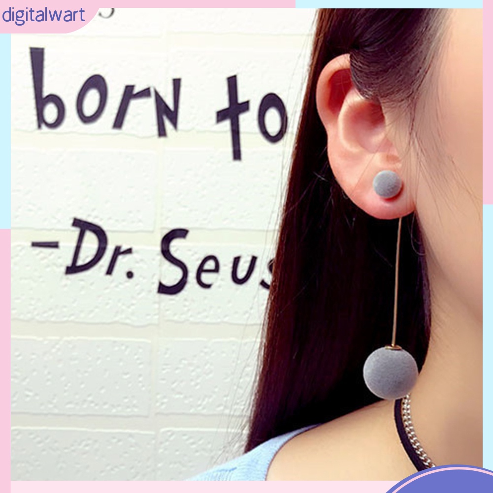 Khuyên tai dài quả bông tròn xinh xắn cho nữ