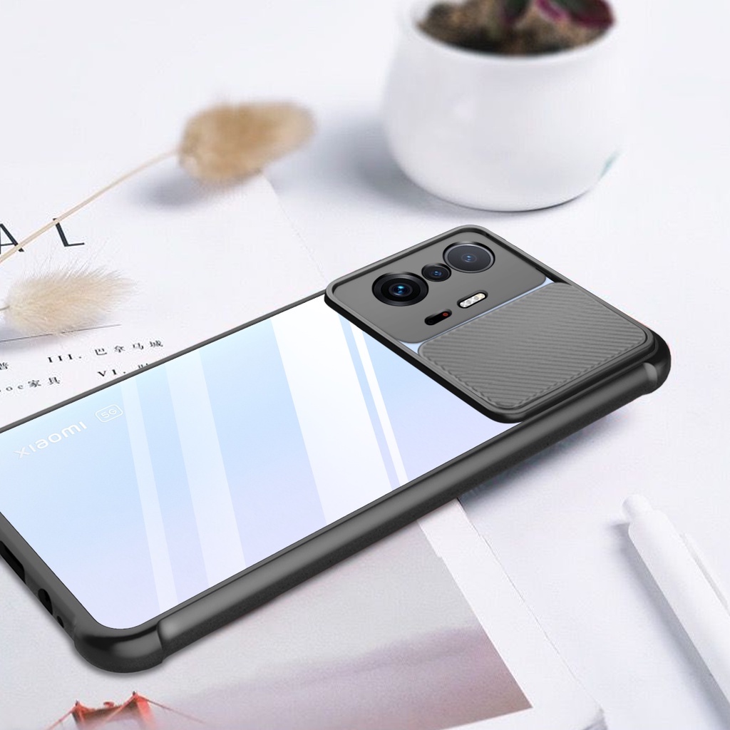 Ốp Điện Thoại Trong Suốt Có Thanh Trượt Bảo Vệ Ống Kính Máy Ảnh Cho Xiaomi 10T Lite 11T Pro Mi Note 10 Lite Redmi Note 11 10 Pro Max 10S 11S
