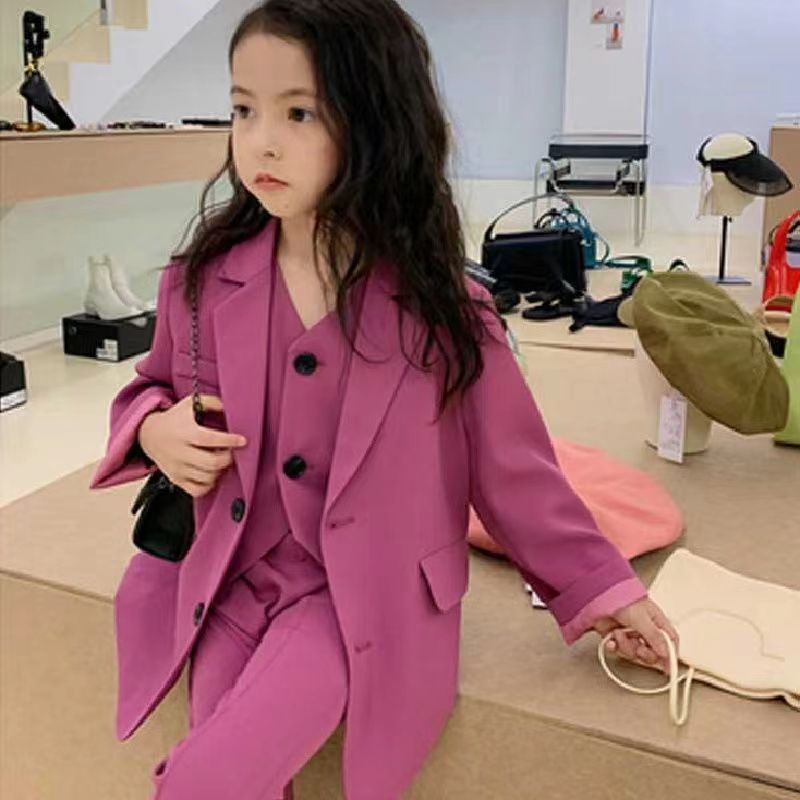 [Hàng Mới Về] Set Áo Khoác + Quần Ống Loe Xẻ Tà Phong Cách Phương Tây Thời Trang Mùa Thu Cho Bé Gái