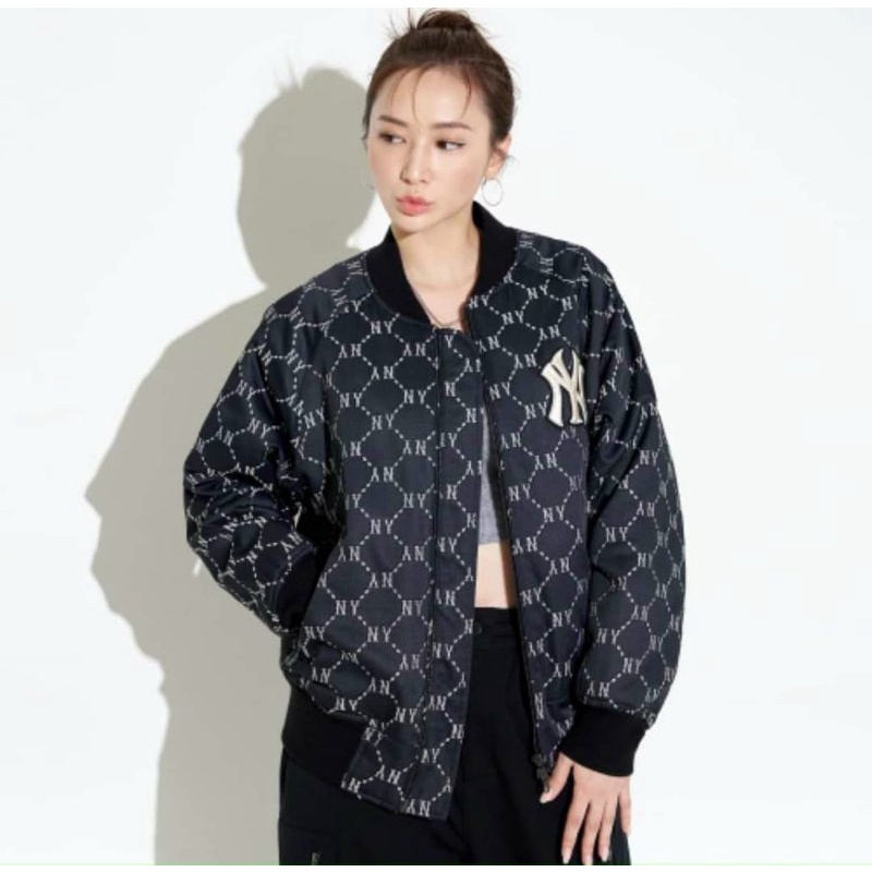 Áo bomber MLB 2 màu Đen nâu