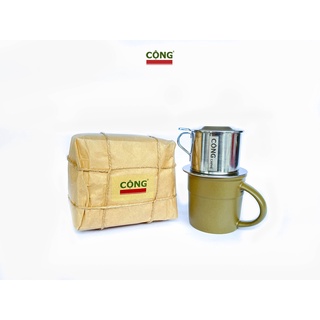 ComCà phê bột 500gr, phin cà phê, Cốc sứ 160ml - Bộ ba tiết kiệm Cộng Cà Phê