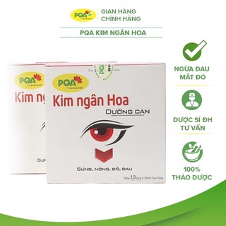 Kim Ngân Hoa PQA Dùng Cho Người Bị Đau Mắt Đỏ Với Biểu Hiện Mắt Sưng Đỏ, Chảy Nước Mắt, Nhiều Gỉ, Mắt Mờ Hộp 10 Ống
