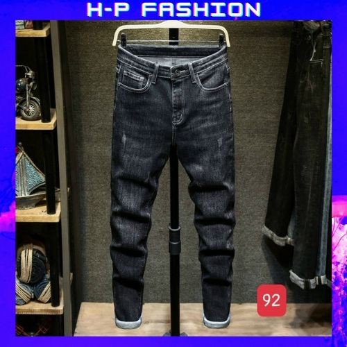 Quần Jean Nam Trơn Màu Đen 🔵 𝐅𝐑𝐄𝐄 𝐒𝐇𝐈𝐏 🔵 Quần Bò Nam Trơn Co Giãn Thời Trang Hpfashion - Qjnhp019