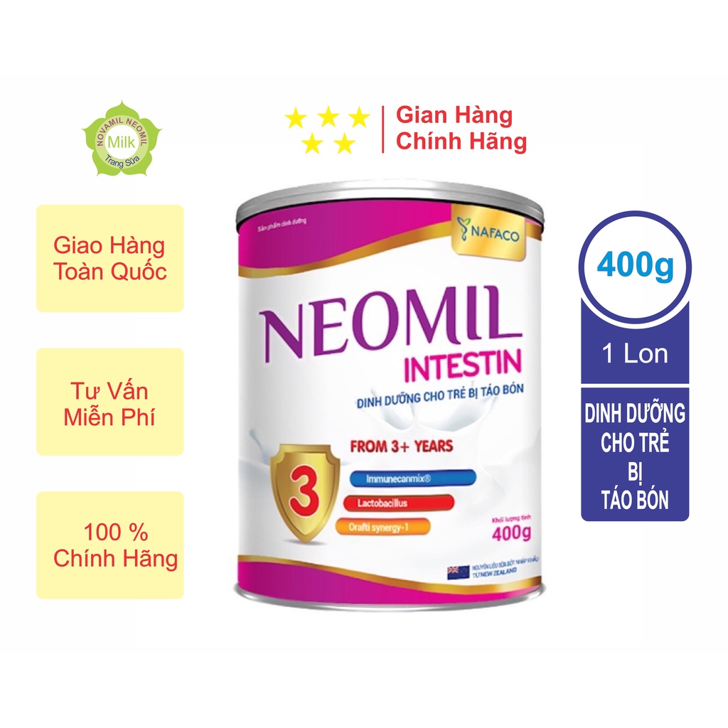 Sữa bột NEOMIL INSTETIN 3_Giá rẻ - Công thức tối ưu với bộ ba đặc trị cho trẻ táo bón.