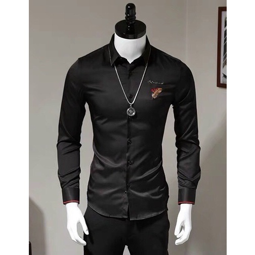 Áo sơ mi nam tay dài, phong cách Hàn Quốc Form Slimfit Body Chất Cotton Lụa Không Nhăn