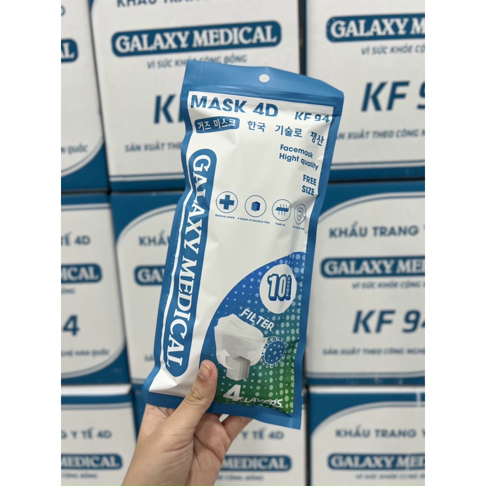 Gói 10 khẩu trang 4 lớp KF94 cao cấp Hàn Quốc kháng khuẩn chống bụi mịn
