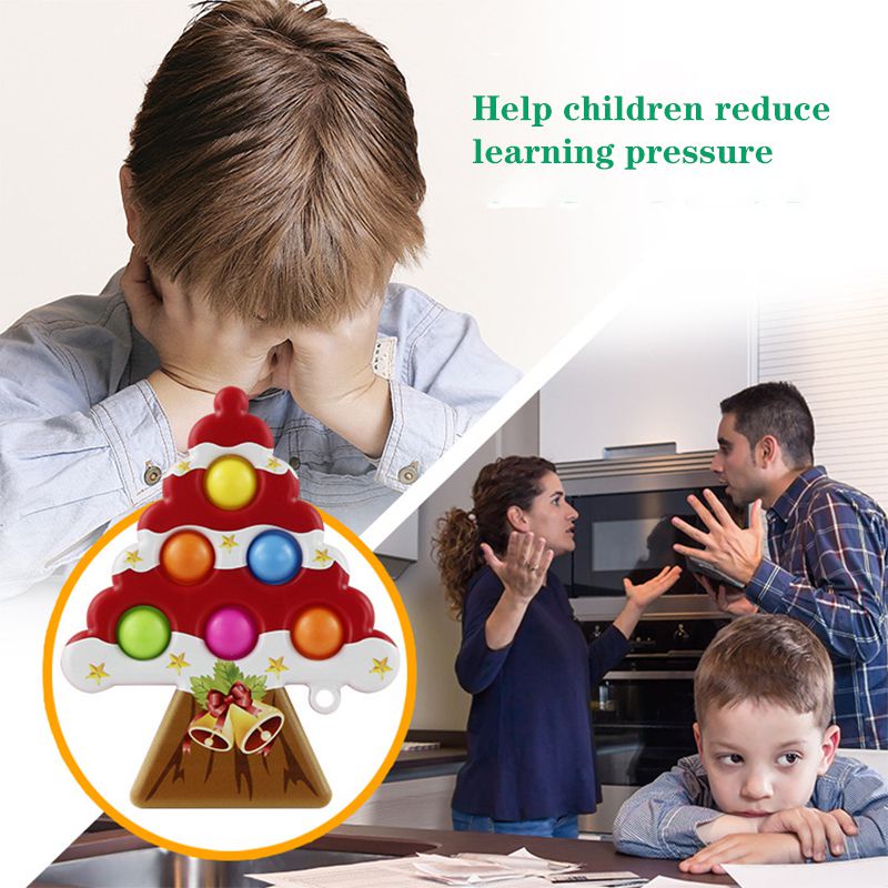 Đồ chơi bóp nén đẩy bong bóng hình cây thông noel làm quà tặng cho trẻ em