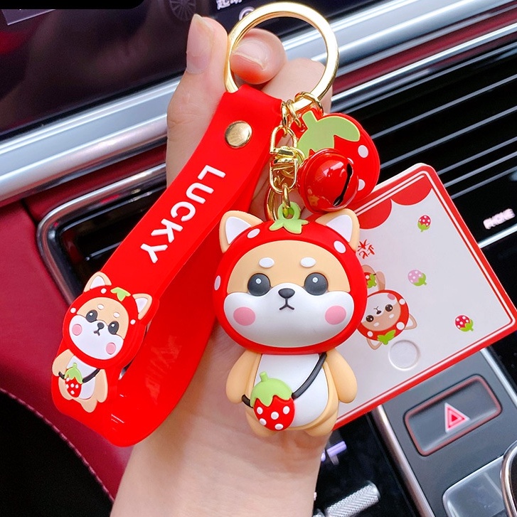 Móc khóa gắn hình cún Shiba hoạt hình đáng yêu