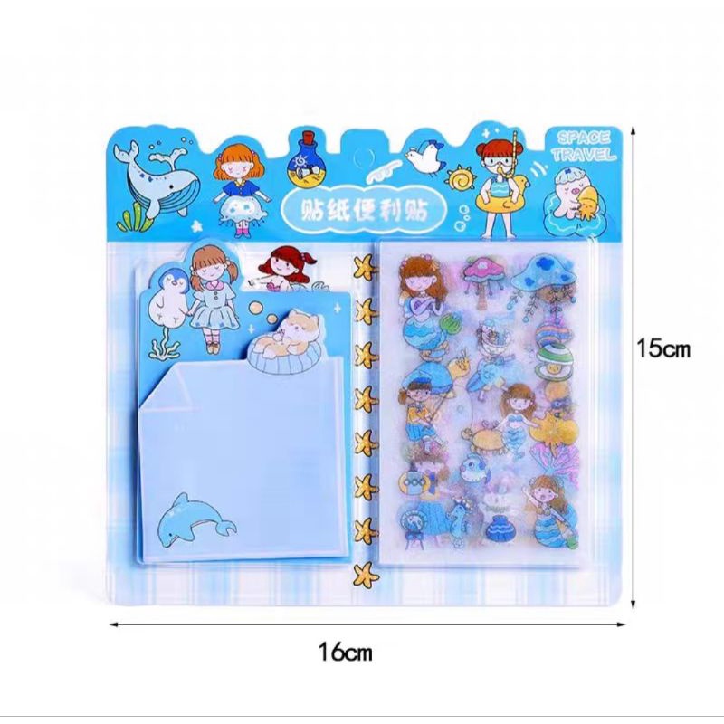 Vỉ note và sticker siêu xinh yêu, ngộ nghĩnh mã HT-SZ-1033