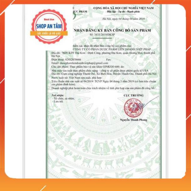 Viên bổ não Ginkgo 600 tăng cường trí nhớ, tăng cường máu đến não, hội chứng tiền đình, trí nhớ suy giảm