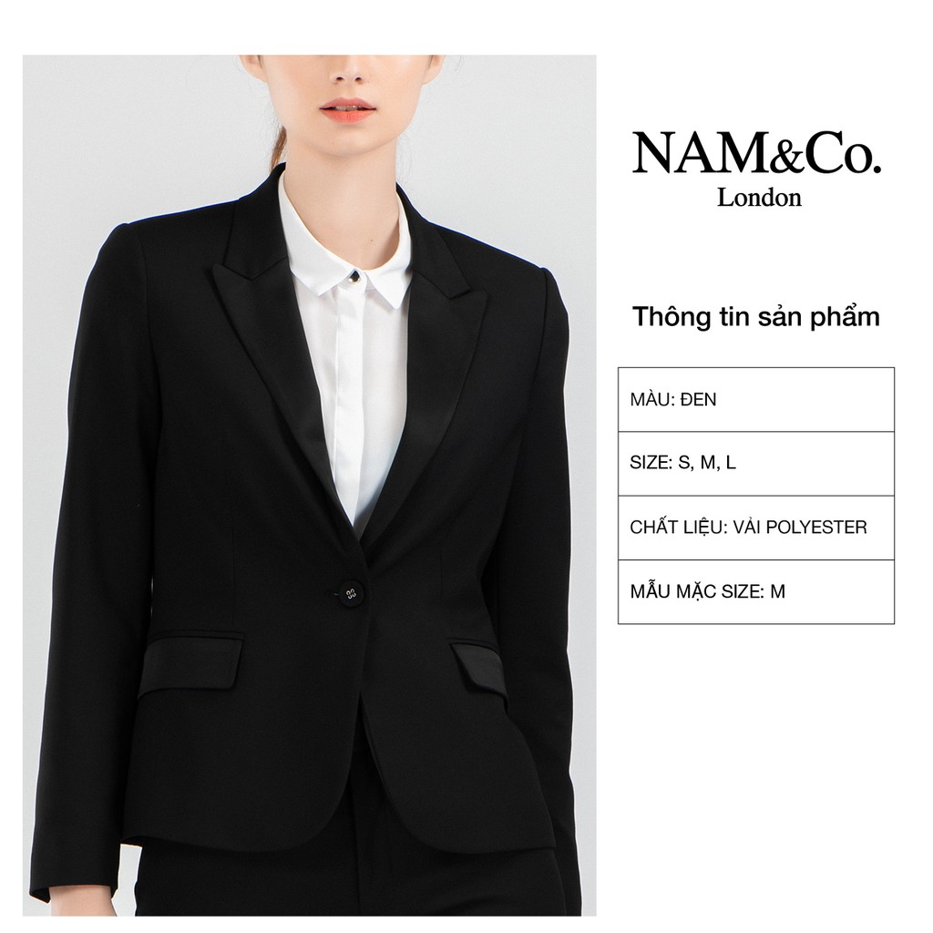 Áo khoác Blazer NamandCo công sở mùa đông 2 lớp dáng ngắn thiết kế cao cấp size SX,S,M,L,XL,XXL màu đen VJ0596-B