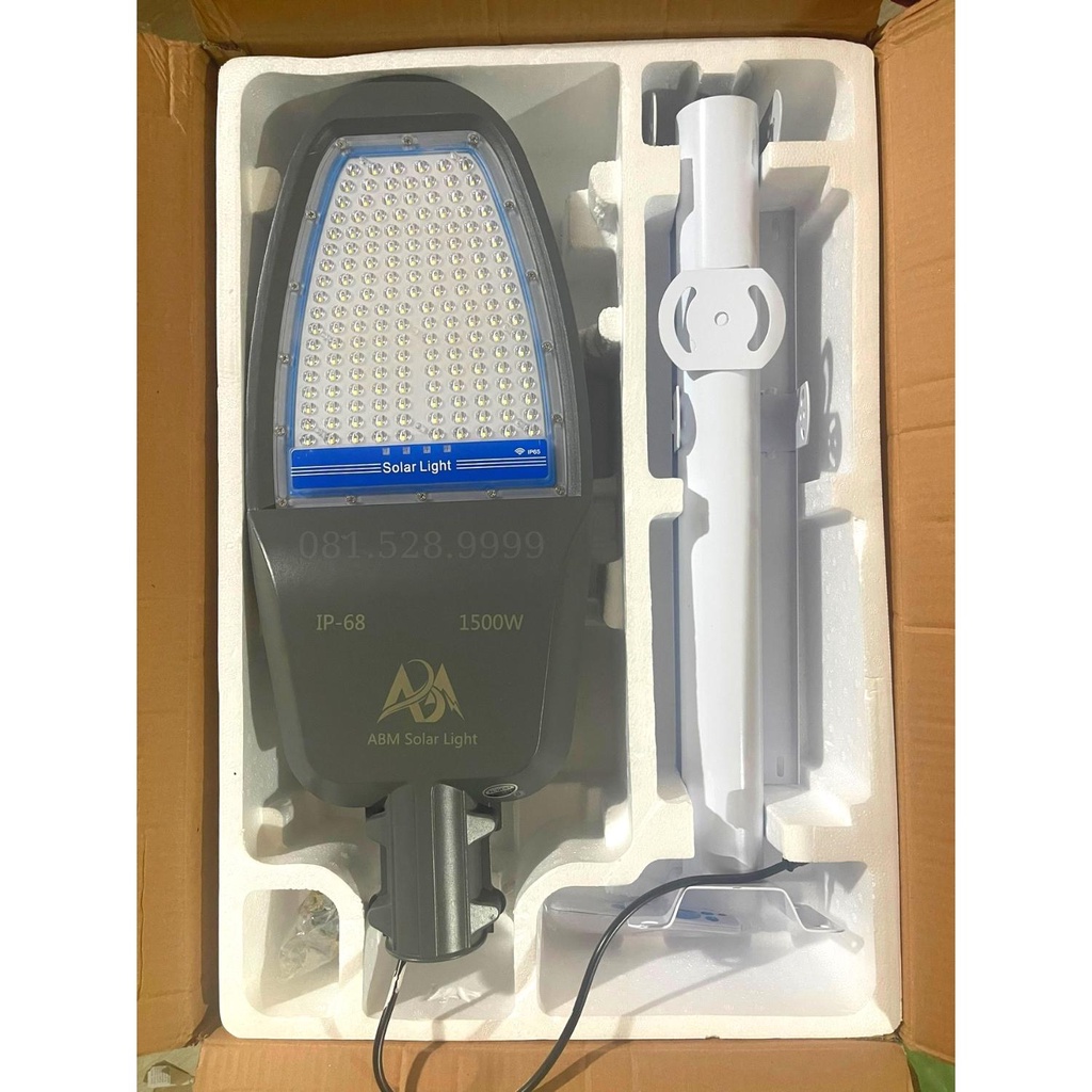 [ 1500w] Đèn Năng Lượng Mặt Trời Công Trình Cao Cấp, Cá Mập 1500W , Sáng Liên Tục 24h, Nhôm Đúc Nguyên Khối- ABM SOLAR
