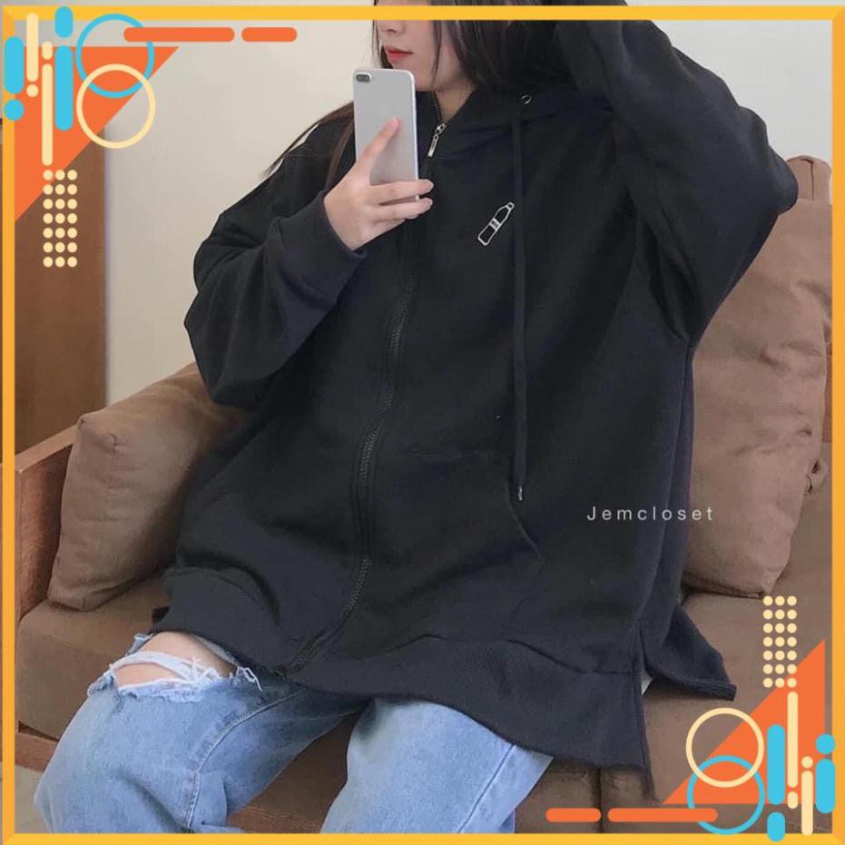 [FreeShip] Áo khoác hoodie nỉ nữ khóa kéo họa tiết bình nước
