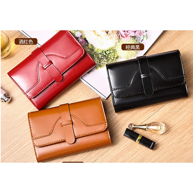 Ví nữ gấp gọn Quảng Châu da bò