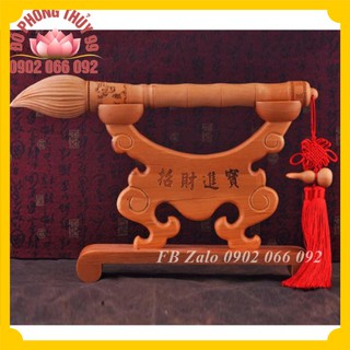 Bộ giá, bút Văn Xương gỗ đào - Vật phẩm phong thủy cầu sự nghiệp, thi cử, học vấn, công danh