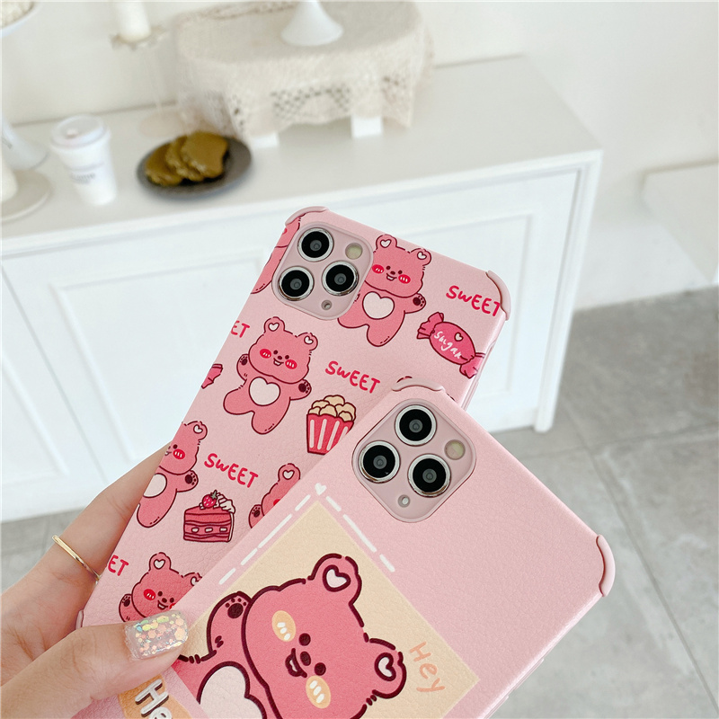 Ốp Lưng Da Mềm Chống Rơi In Hình Gấu Cho Iphone 12 Pro Max Ip11 X Xr 6 7 8 Plus | BigBuy360 - bigbuy360.vn