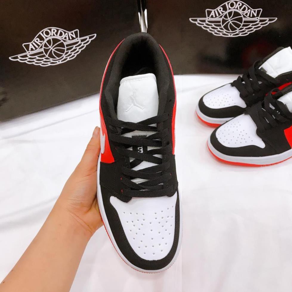 Giày Thể Thao Nam Nữ Ngô Thắng JD Low Đen Đỏ logo Trắng