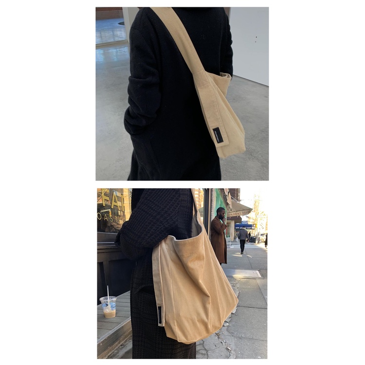 Túi tote nhung tăm basic dễ phối đồ xinh xắn phong cách hàn quốc cho học sinh sinh viên