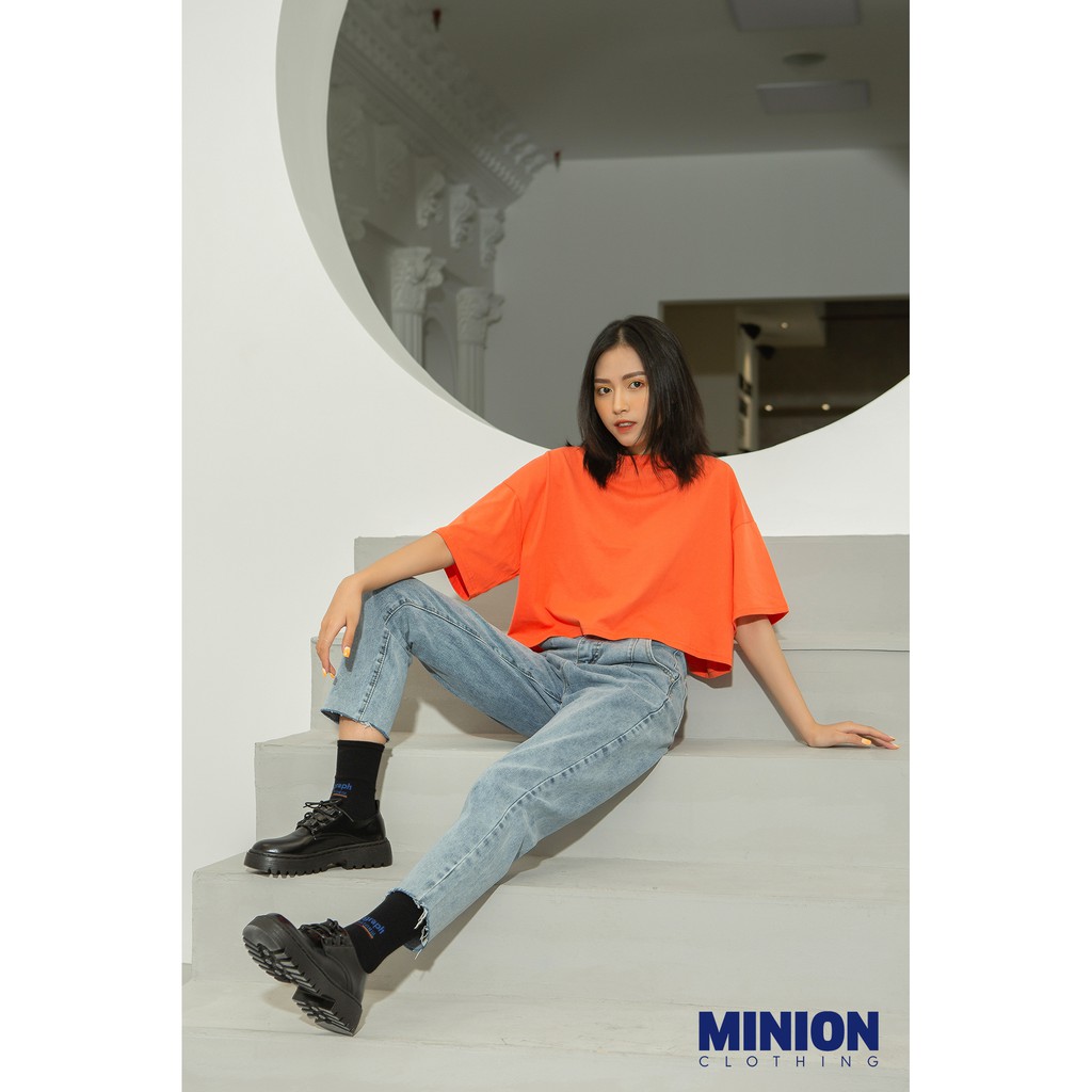 Áo croptop trơn Minion Clothing form rộng, phong cách Ulzzang Streetwear A2707