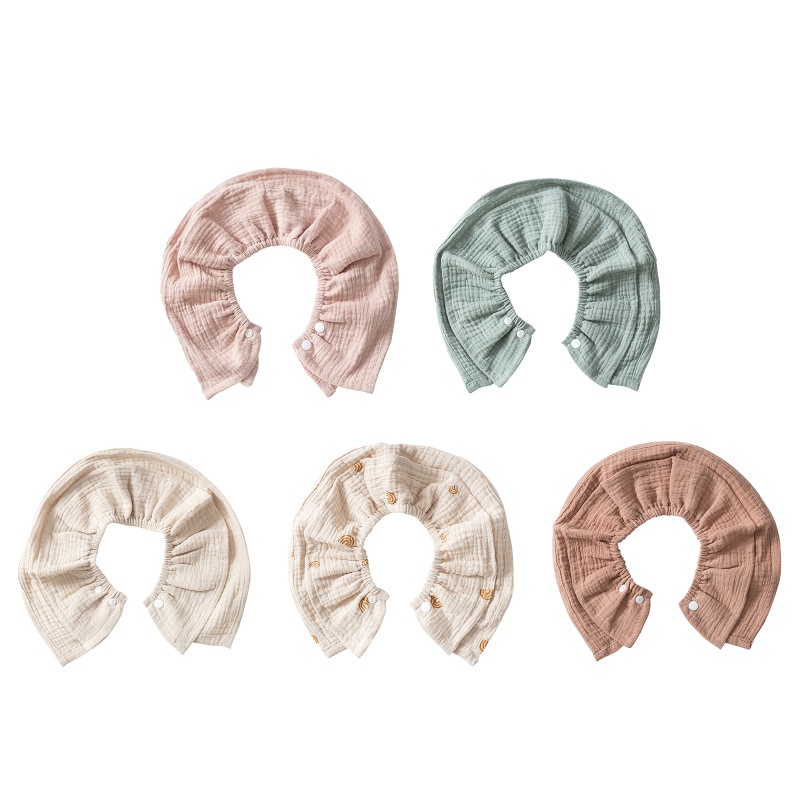 Yếm choàng cổ bằng vải gạc cotton mềm mại màu trơn trang trí cho bé sơ sinh