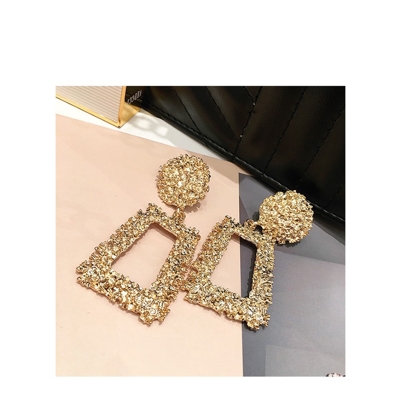 Khuyên tai kim loại thiết kế đơn giản thời trang cho nữ