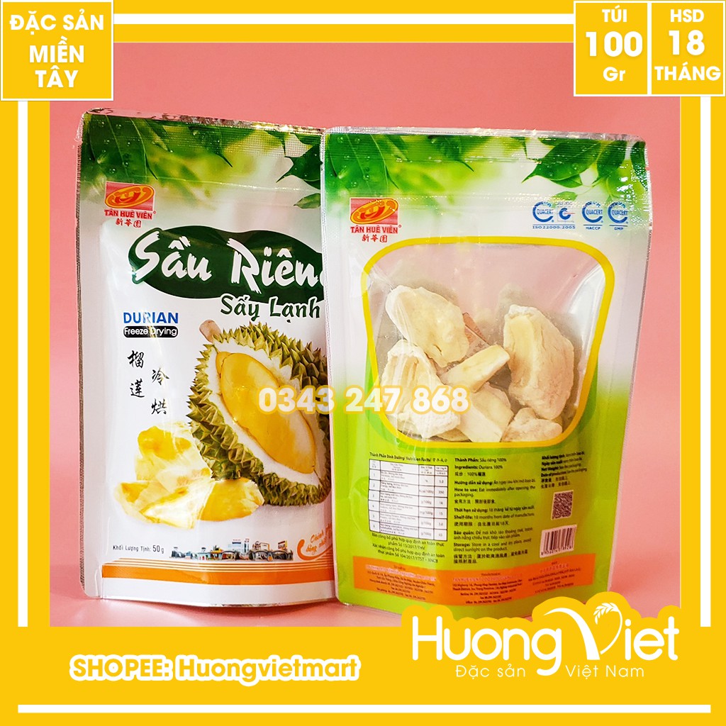 Sầu riêng sấy lạnh giòn thơm đậm đà vị tự nhiên Tân Huê Viên, công nghệ sấy lạnh giữ nguyên được màu sắc tươi ngon | BigBuy360 - bigbuy360.vn