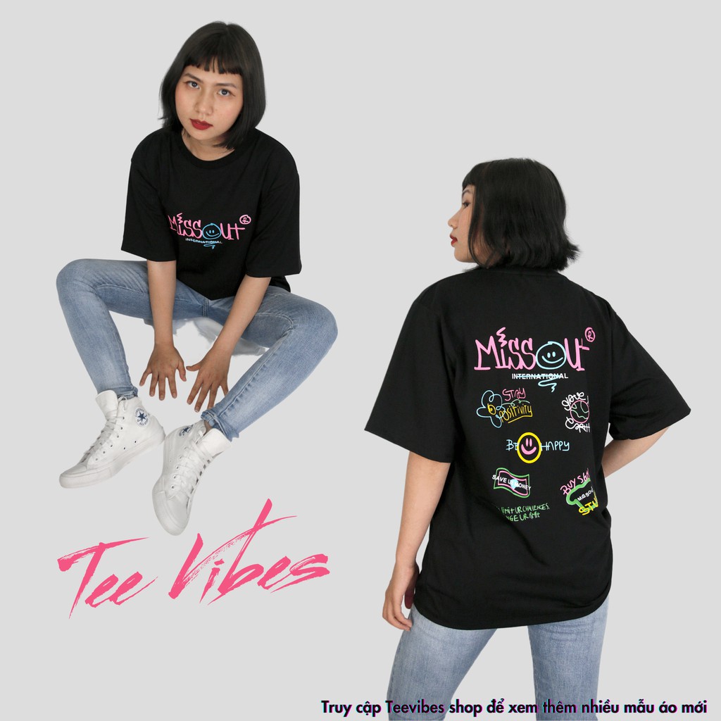 Áo Thun Unisex nam nữ TeeVibes phông tay lỡ form rộng tee oversize - Miss Out TV0001