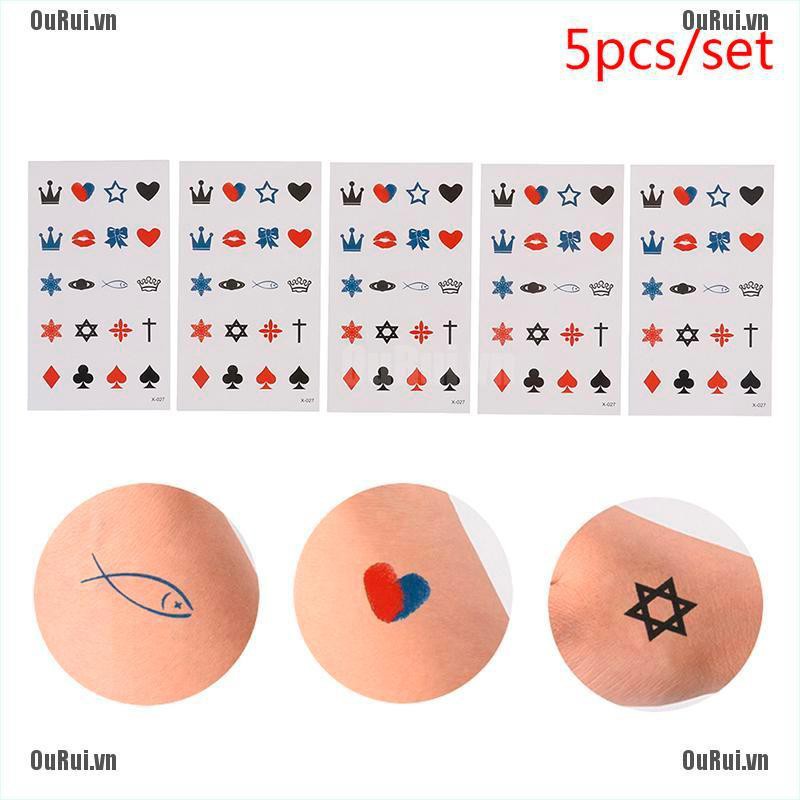 AS 5pcs Fishing Crown Waterproof Temporary Tattoo Temporales Glitter Sleeve Tattoo MC