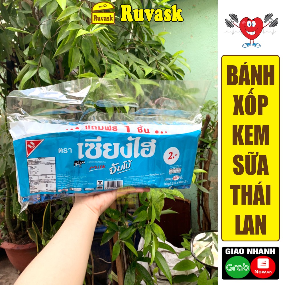 Bánh Xốp Thái Lan Nhân Kem Sữa Sanghai Jumbo 320g - Bánh Kẹo Đồ Ăn Vặt Nội Địa Thái Lan Giá Rẻ - Ruvask